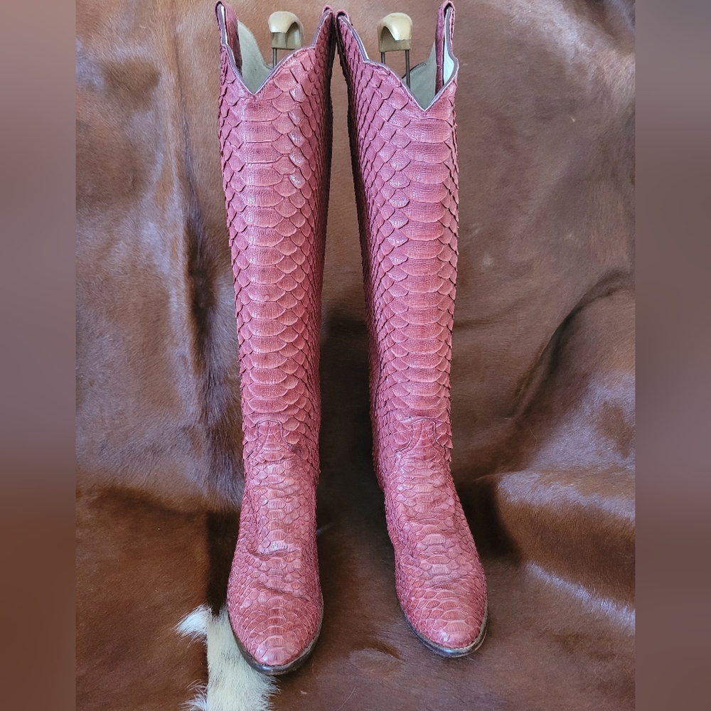 RARE! Python Cowboy boots | Vintage Larry Mahan red genuine snakeskin